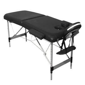 2-Fold Portable Massage Table - Aluminium - Black