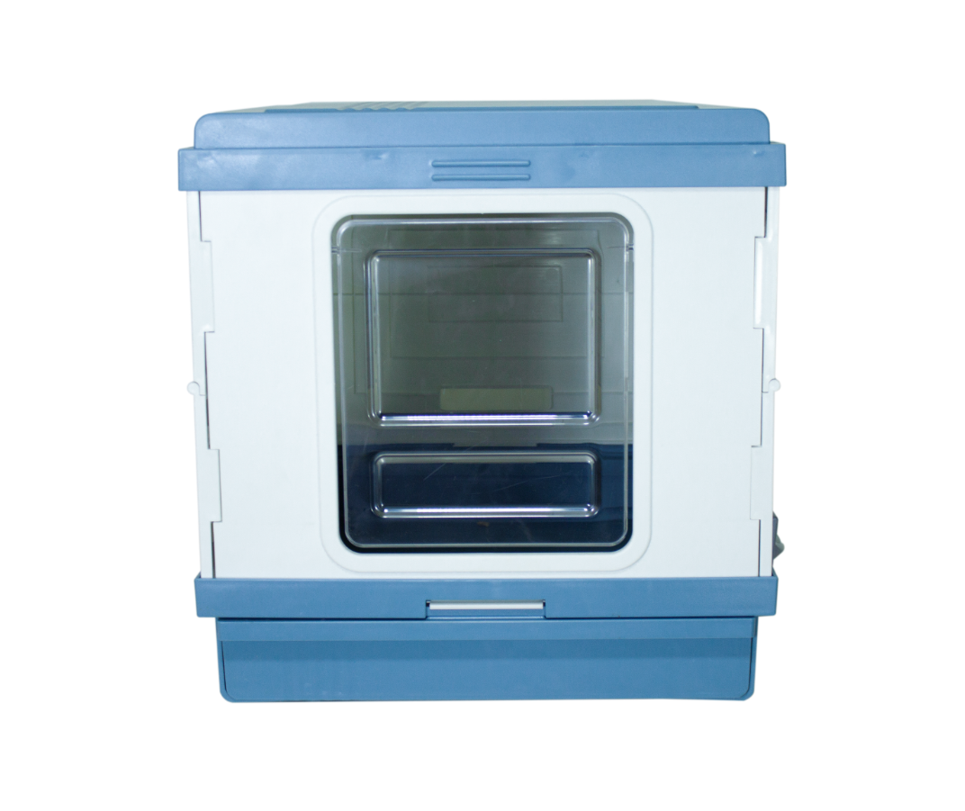 XL Portable Cat Toilet Litter Box Tray Foldable House | with Handle and Scoop, Blue