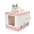 XL Portable Cat Toilet Litter Box Tray Foldable House | with Handle and Scoop, Pink