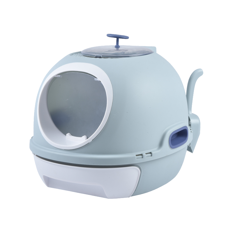 Cat Toilet Litter Box with Sky Window & Photocatalyst Purifier (Blue)