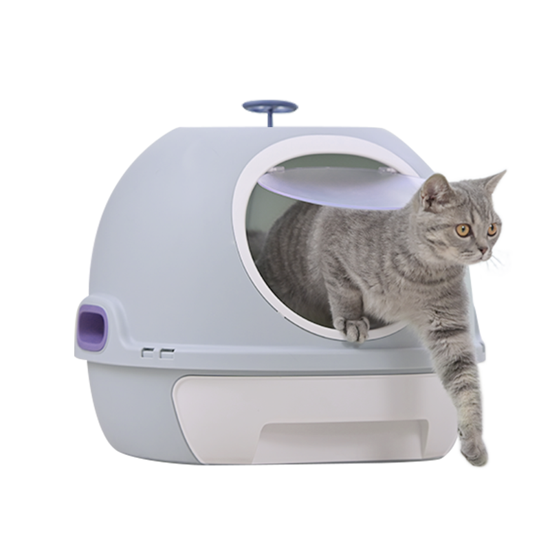 Cat Toilet Litter Box with Sky Window & Photocatalyst Purifier (Blue)