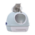 Hooded Cat Toilet Litter Box Tray House | With Drawer & Scoop, Blue