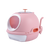 Hooded Cat Toilet Litter Box Tray House | With Drawer & Scoop, Pink