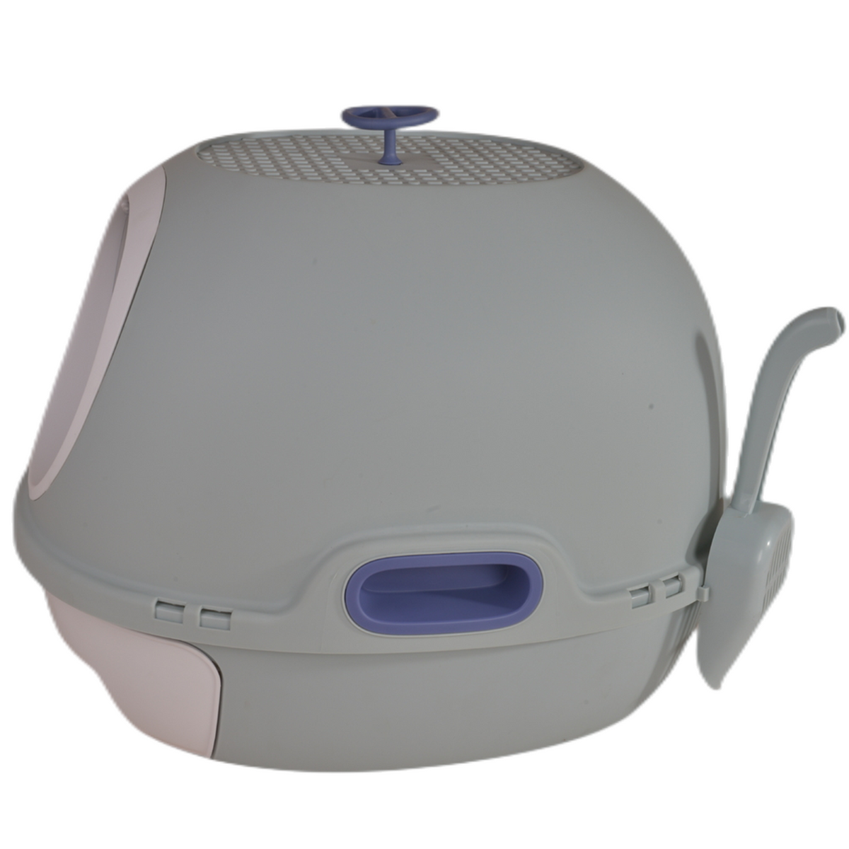 Hooded Cat Litter Box Tray House | Blue | Drawer and Scoop Included