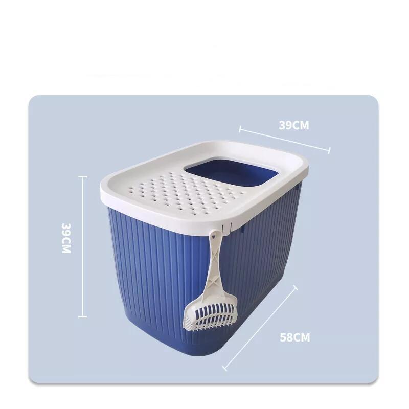 XXL Top Entry Cat Litter Box - No Mess Dark Blue | Spacious and Stylish