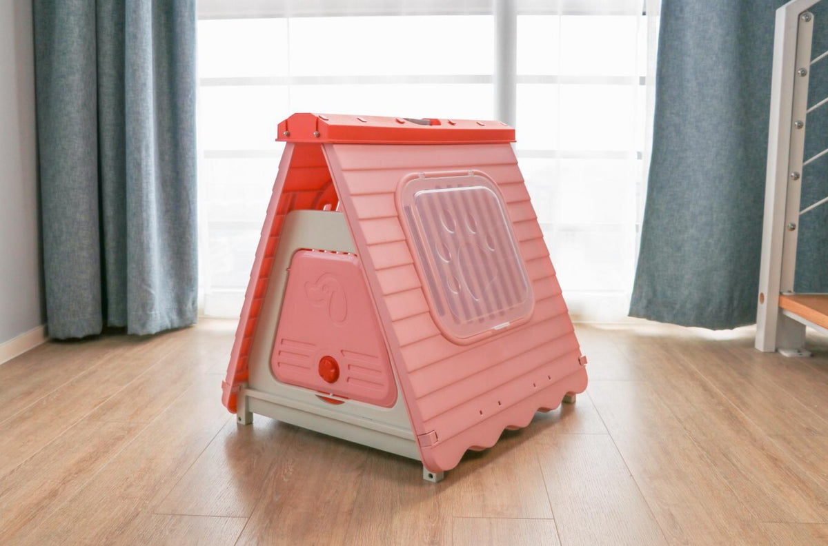 Small Pink Foldable Plastic Pet Dog Puppy Cat Kennel