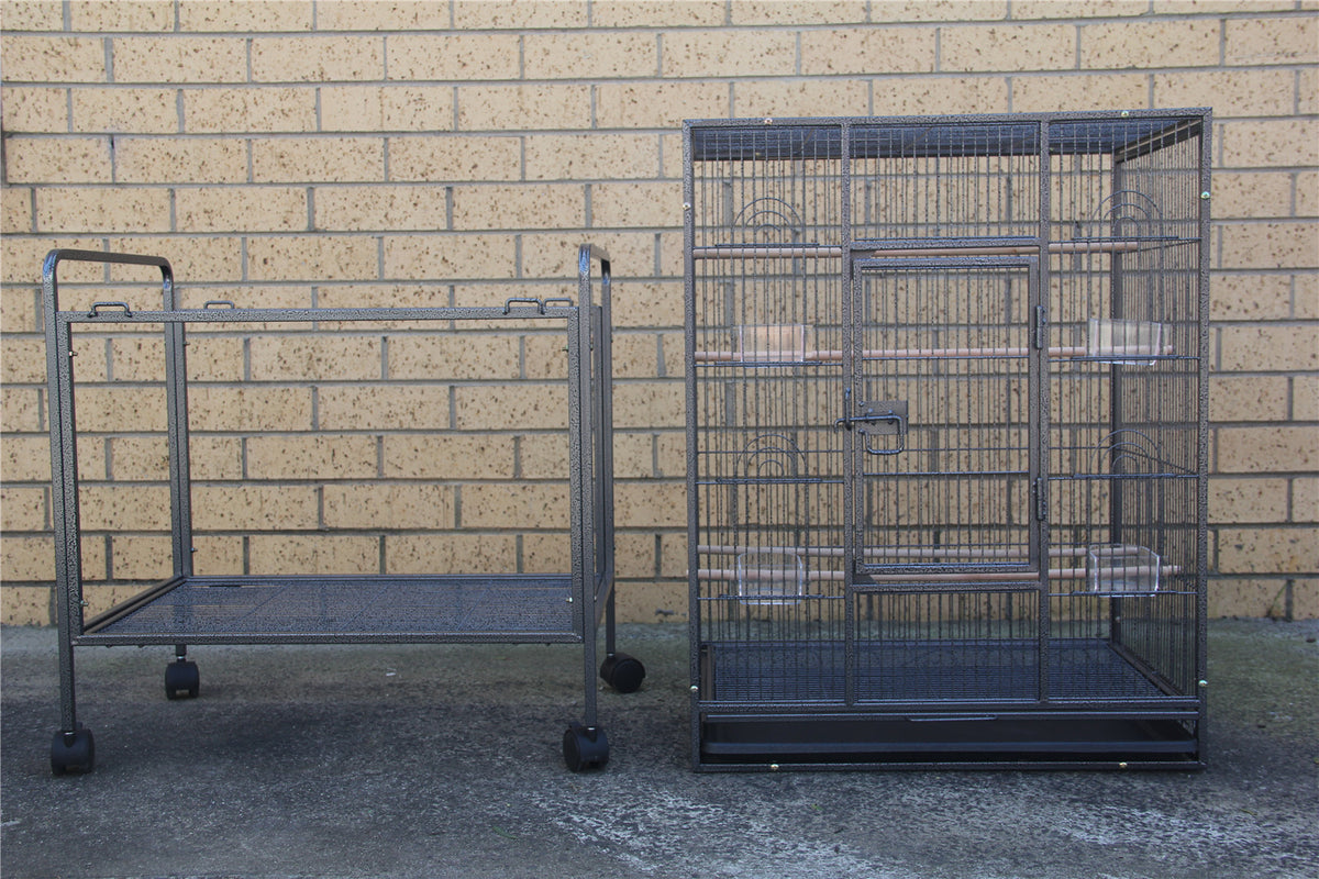 135cm Bird Cage | Parrot Aviary With Stand-alone Budgie Perch and Castor Wheels