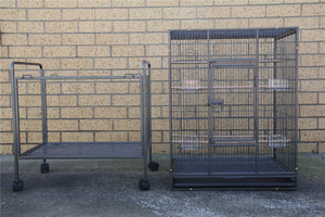 135cm Bird Cage | Parrot Aviary With Stand-alone Budgie Perch and Castor Wheels