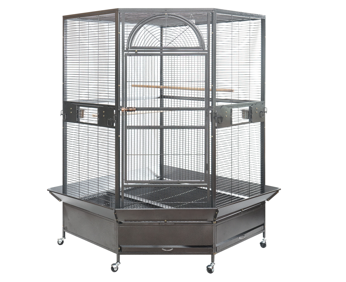 185cm XXL Corner Bird Cage | Pet Parrot Aviary With Perch and Castor Wheels
