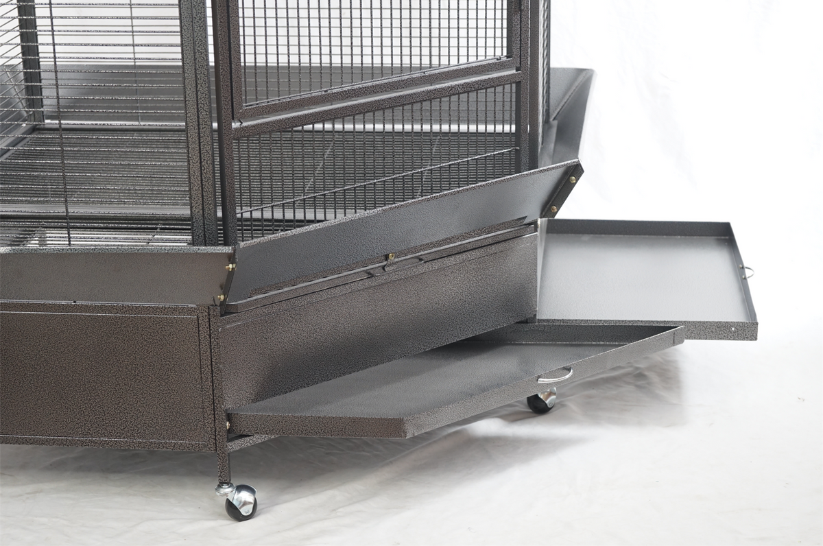 185cm XXL Corner Bird Cage | Pet Parrot Aviary With Perch and Castor Wheels