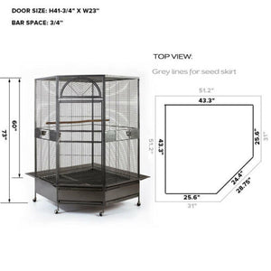 185cm XXL Corner Bird Cage | Pet Parrot Aviary With Perch and Castor Wheels