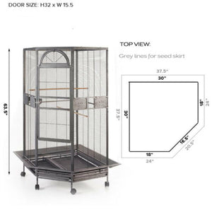 161cm XL Corner Bird Cage Pet Parrot Aviary with Castor Wheel