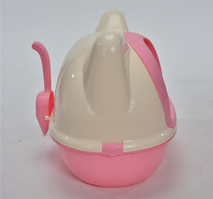 Large Hooded Cat Litter Box Tray with Scoop (Pink)