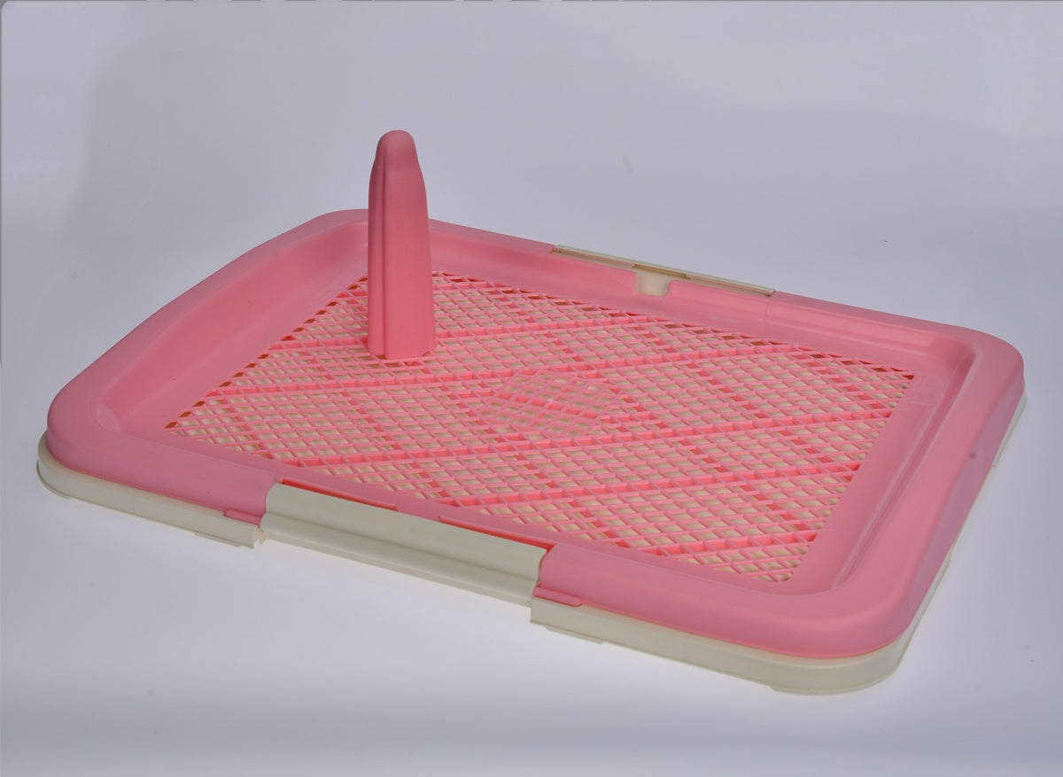 Portable Dog Potty Training Tray with Wall - Pink (Large)