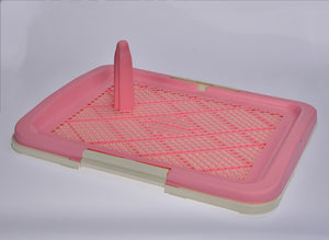 Portable Dog Potty Training Tray with Wall - Pink (Large)