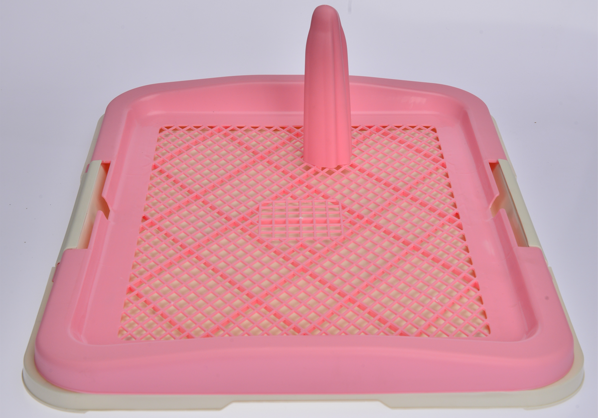 Portable Dog Potty Training Tray with Wall - Pink (Large)