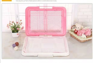 Portable Dog Potty Training Tray with Wall - Pink (Large)