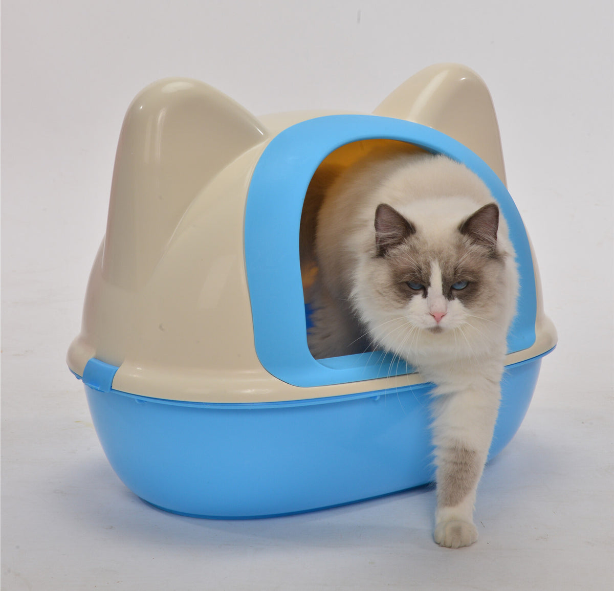 Medium Hooded Cat Toilet Litter Box | Blue | Includes Scoop