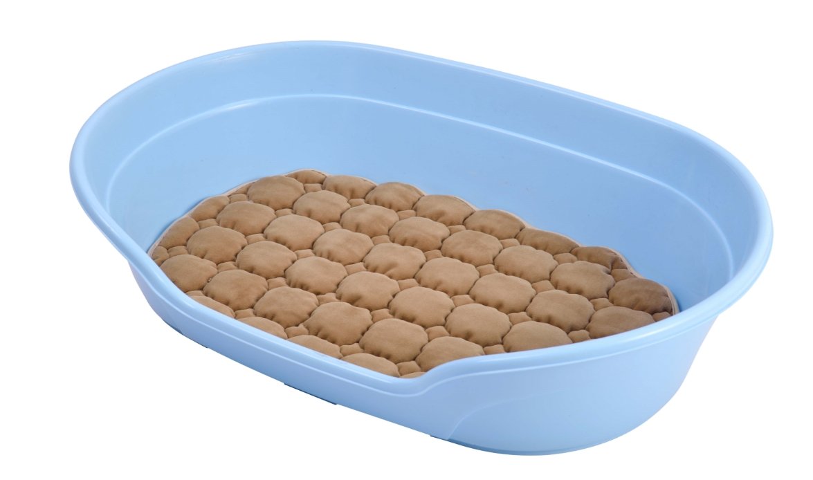 Medium Plastic Dog Bed | Sleeping Resting Washable Basket | Blue