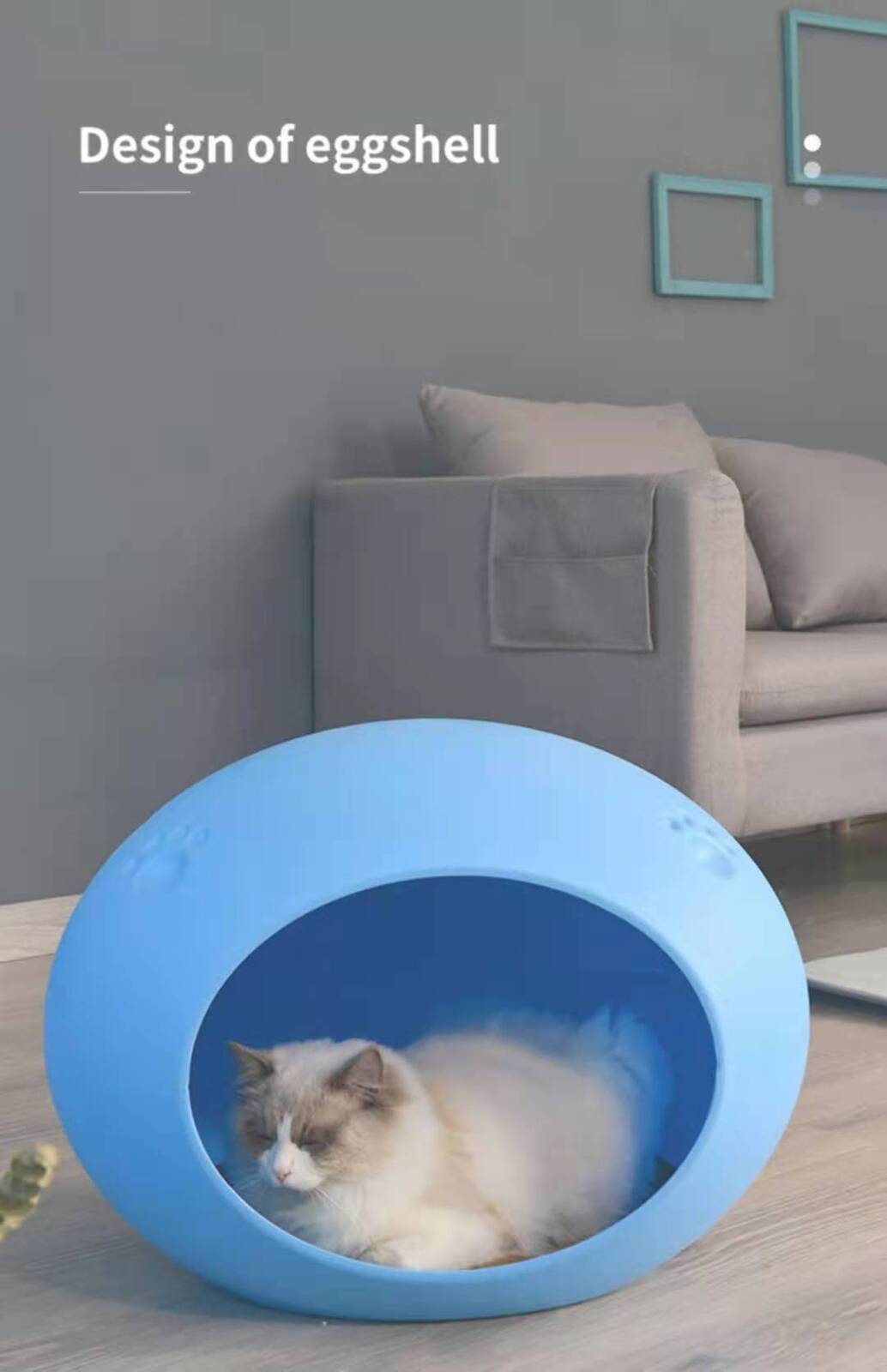 Medium Cave Cat Kitten Box Igloo Bed (Blue)