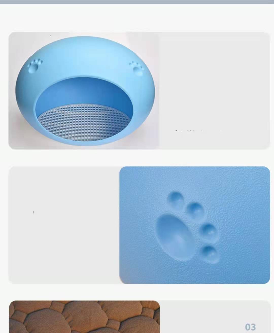 Medium Cave Cat Kitten Box Igloo Bed (Blue)