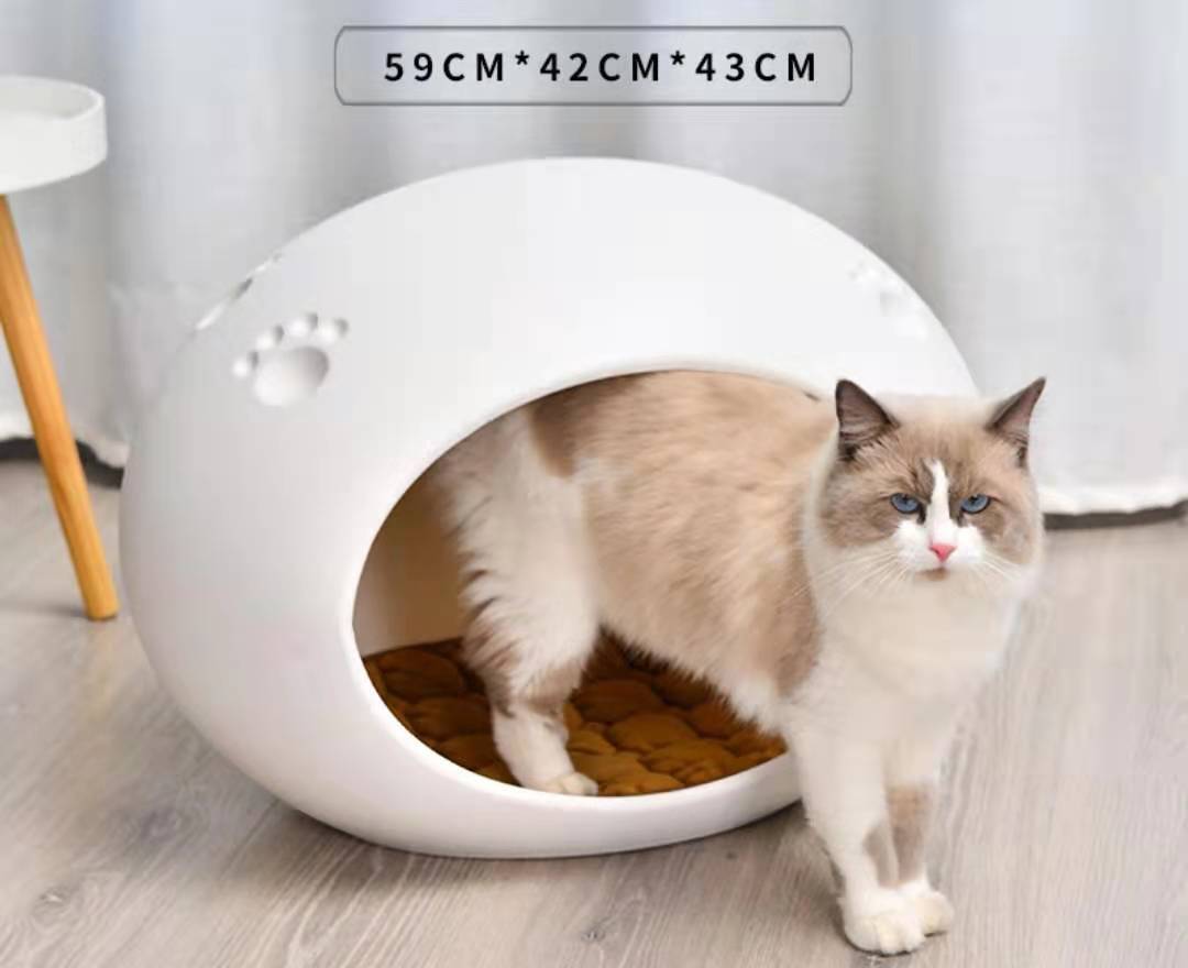Medium Cave Cat Kitten Box | Igloo Cat Bed House, Dog Puppy House, White