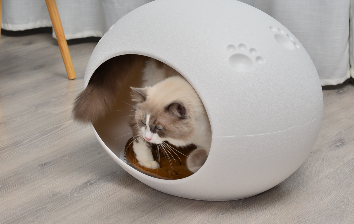 Medium Cave Cat Kitten Box | Igloo Cat Bed House, Dog Puppy House, White