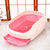 Large Portable Cat Litter Box Tray with Scoop (Pink)