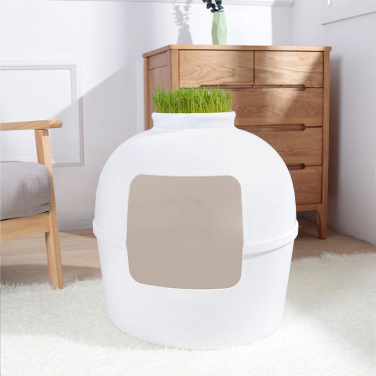 Multifunctional Cat Litter Box Pet House | Semi-Enclosed, White