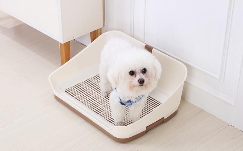 Portable Dog Potty Training Tray with Wall - Brown (Medium)