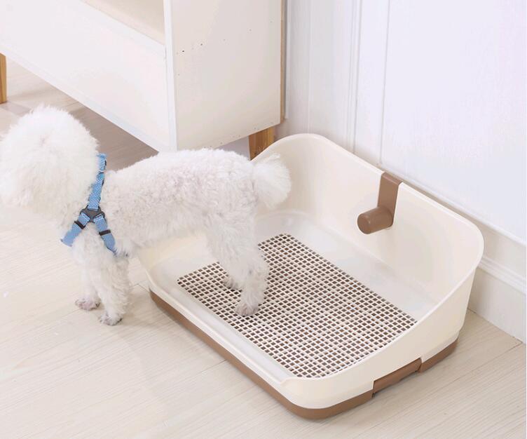 Portable Dog Potty Training Tray with Wall - Brown (Medium)