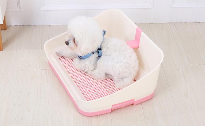 Portable Dog Potty Training Tray with Wall - Pink (Medium)