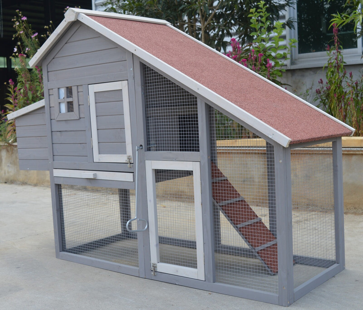 Grey Large Chicken Coop | Rabbit Hutch & Guinea Pig Cage