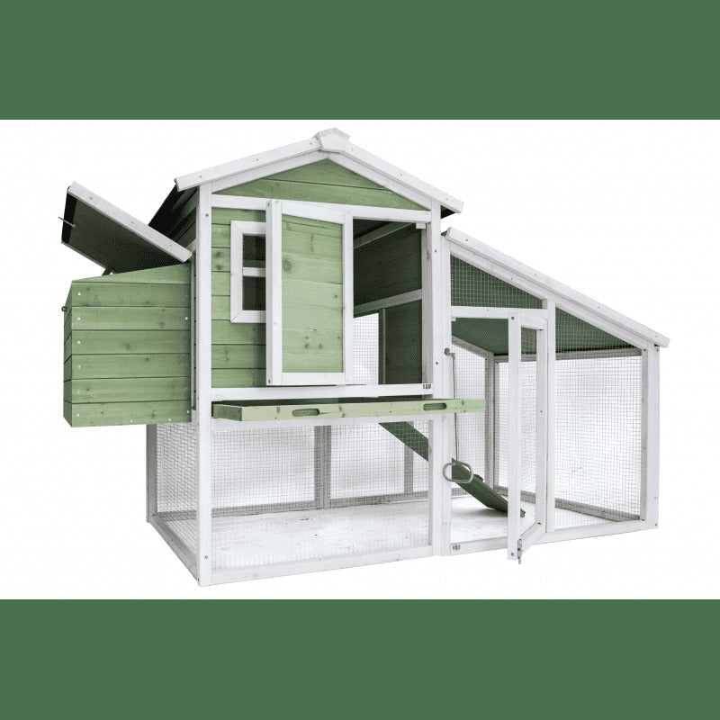 Spacious Green Chicken Coop Rabbit Hutch | 190x90x116 cm | Ideal for Cats and Kittens