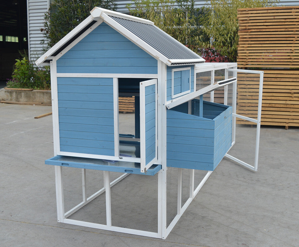 371cm Blue XXL Chicken Coop | Rabbit, Guinea Pig Hutch, Ferret, Cat, Kitten House