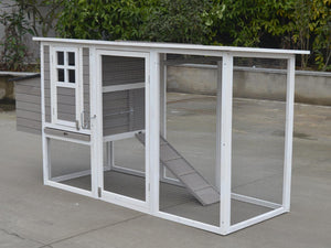 Large Chicken Coop Rabbit Hutch Cat Ferret Cage Hen Chook House | Grey