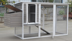 Large Chicken Coop Rabbit Hutch Cat Ferret Cage Hen Chook House | Grey