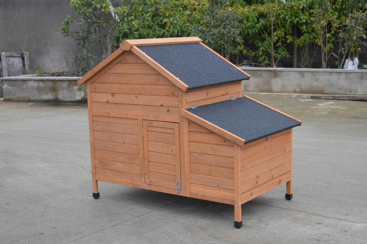 Brown Chicken Coop with Rabbit Hutch | Hen and Cat House