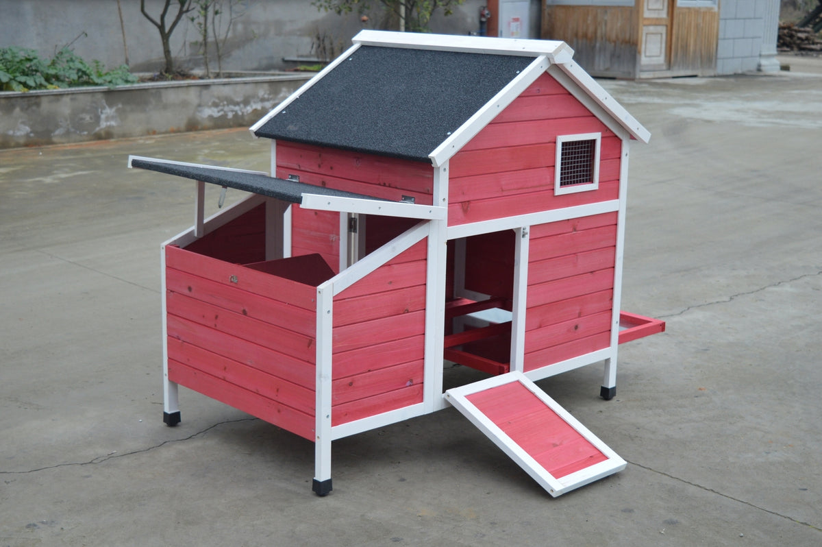 Red Chicken Coop Rabbit Hutch | Cat Cage Hen Chook House
