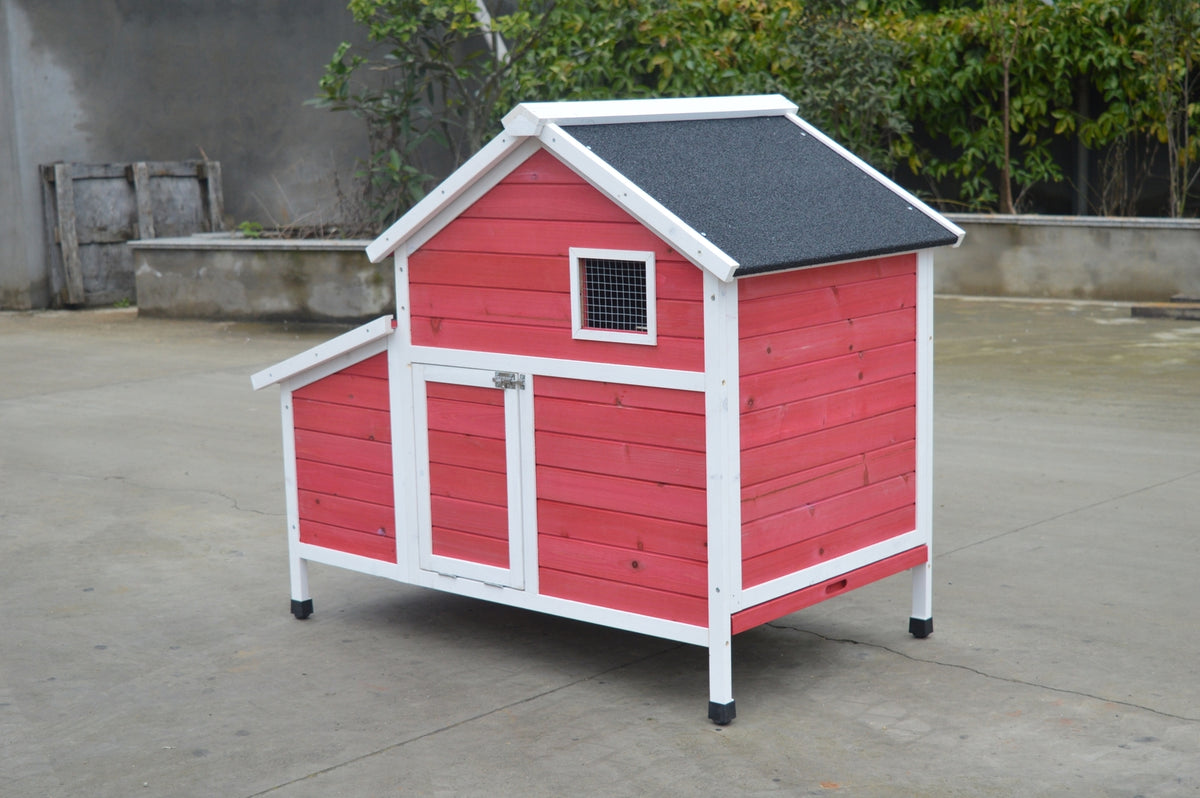 Red Chicken Coop Rabbit Hutch | Cat Cage Hen Chook House
