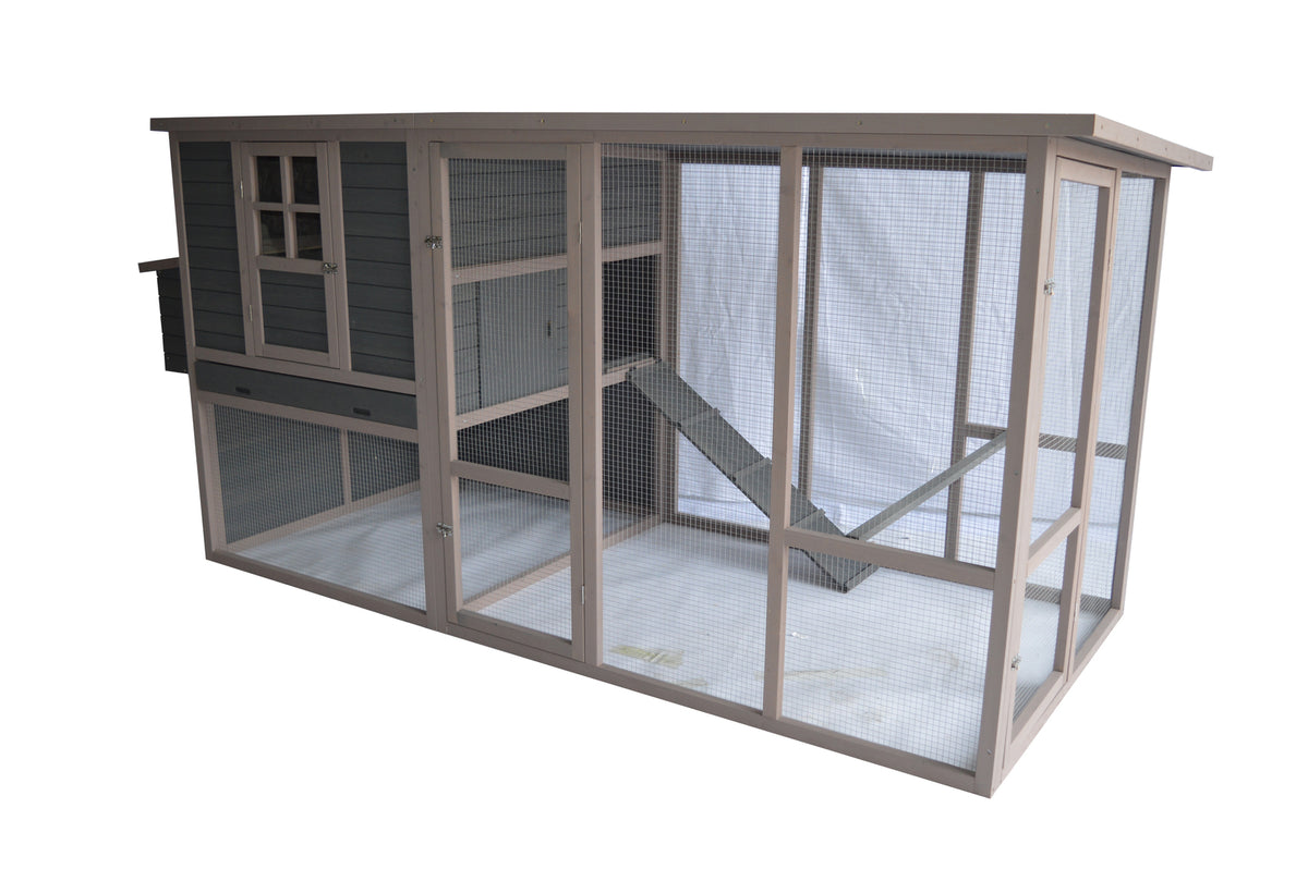 290cm XXL Grey Chicken Coop | Guinea Pig, Rabbit Hutch, Ferret, Guinea Pig House