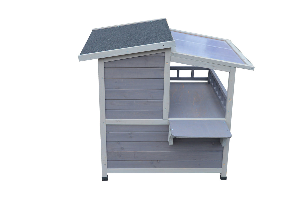 2-Story Outdoor Cat Shelter Condo with Escape Door