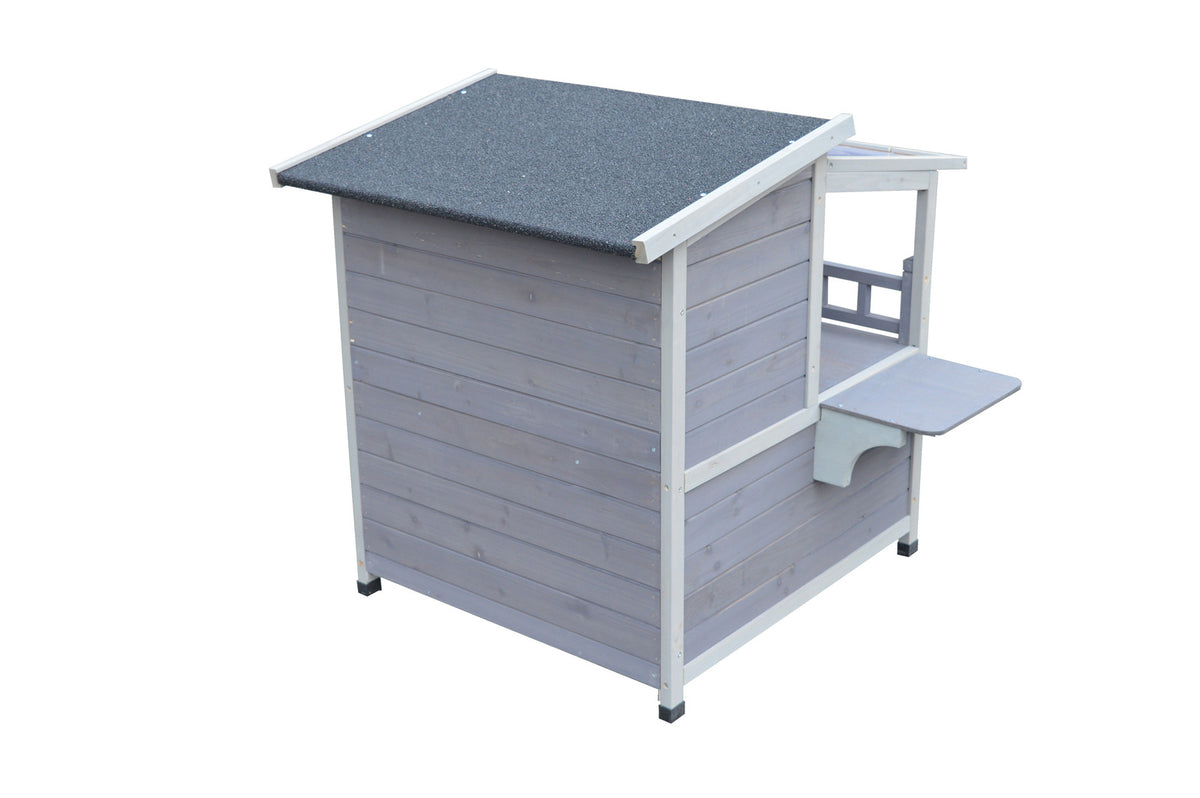 2-Story Outdoor Cat Shelter Condo with Escape Door