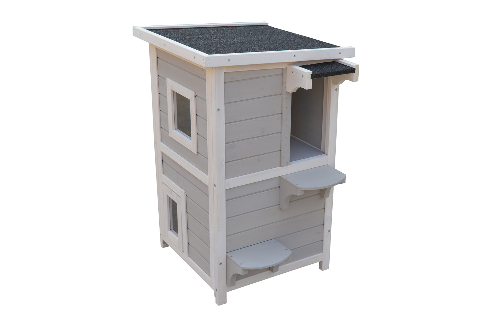 2-Story Rainproof Kitty House with Escape Door | Cat Shelter Condo