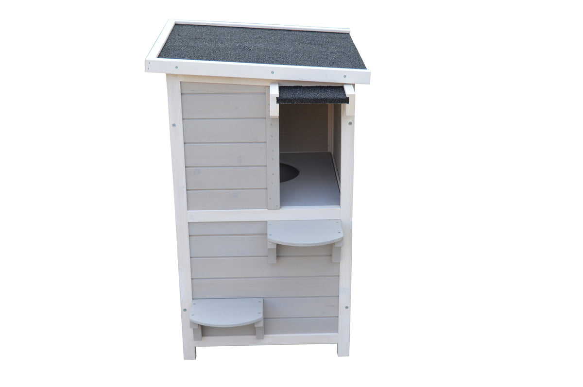2-Story Rainproof Kitty House with Escape Door | Cat Shelter Condo