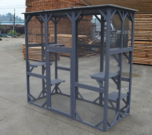 XXL Pet Cat Bird Shelter Condo | Wooden Kitten Cage House with Escape Door