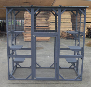 XXL Pet Cat Bird Shelter Condo | Wooden Kitten Cage House with Escape Door