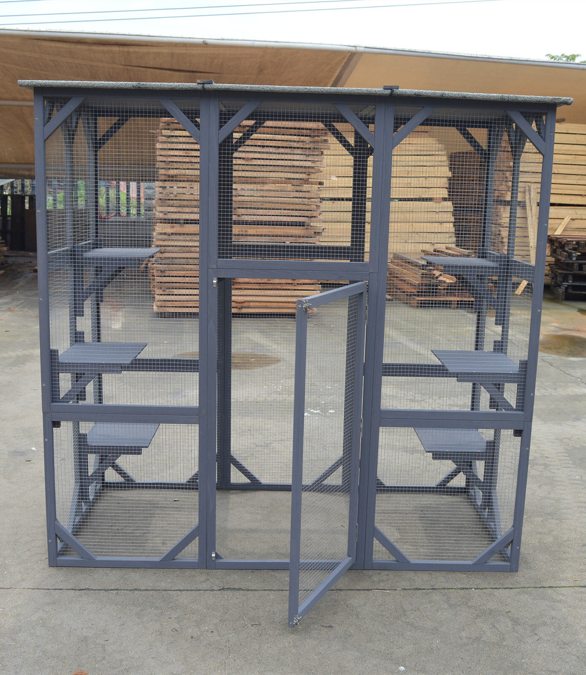 XXL Pet Cat Bird Shelter Condo | Wooden Kitten Cage House with Escape Door