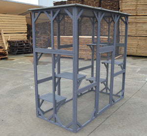 XXL Pet Cat Bird Shelter Condo | Wooden Kitten Cage House with Escape Door