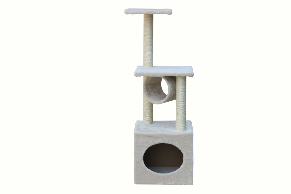 Beige Cat Kitten Scratching Post Tree | Scratcher Pole | 112cm